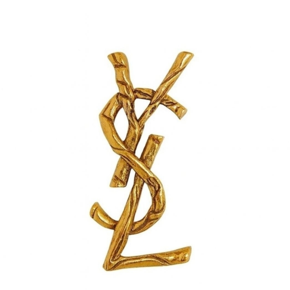 Gold Tone Logo Brooch Pin